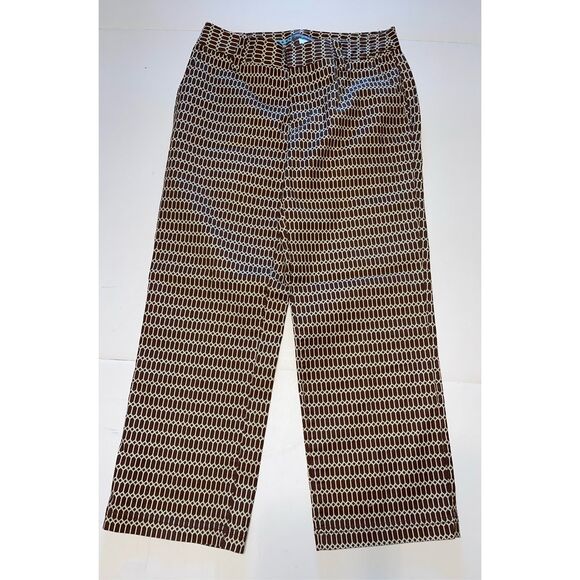 Tommy Bahama Capri Pants 0 Stretch Brown Gold Print Women's Cropped - Picture 1 of 6